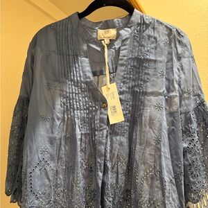 Jade by Johnny Was Top. Embroidered. Never used! Huma Pintcked Top.